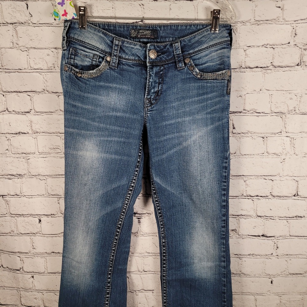 Silver Jeans Co. Suki Embellished Flap Pocket Bootcut Jeans‎ Womens Size 29x33